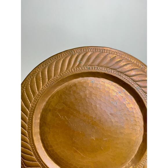 Large Round Copper Serving Tray - Vintage Plant or Drink Tray - Picture 5 of 8